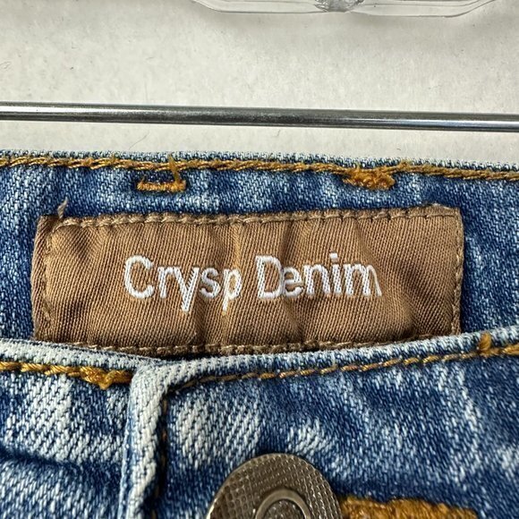 Crysp Denim Jeans Mens 38 x 33 distressed thrashed straight leg light wash moto - Picture 4 of 8